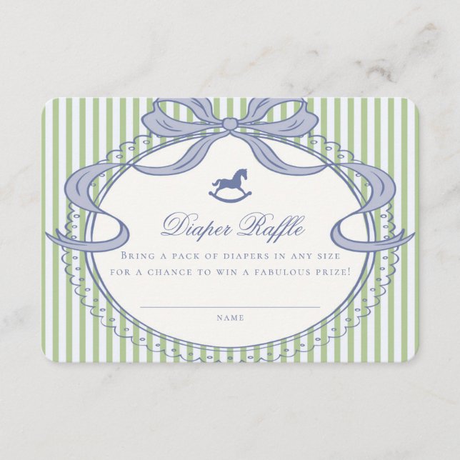 Carte D'accompagnement Green Coquette Bow Rocking Horse Diaper Raffle (Devant)
