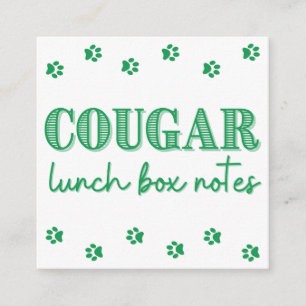 Carte D'accompagnement Green Cougar Print Name Lunch Box Notes
