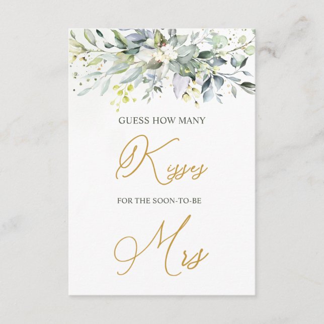 Carte D'accompagnement Green Eucalyptus Devinez combien de baisers dans J (Devant)