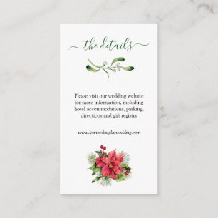 Carte D'accompagnement Green Foliage Poinsettia Détails du Mariage
