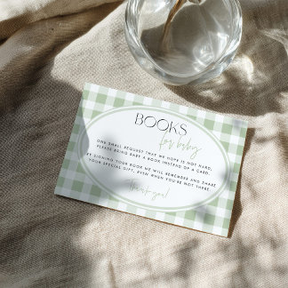 Carte D'accompagnement Green Gingham Baby Shower Enclosure Card