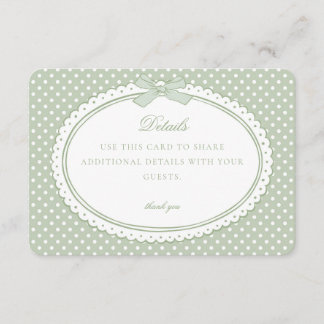 Carte D'accompagnement Green Gingham Coquette Bow Details Card
