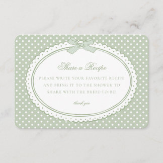Carte D'accompagnement Green Gingham Coquette Bow Share a Recipe