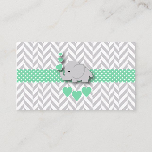 Carte D'accompagnement Green Grey Elephant Baby shower Demande de réserva (Devant)