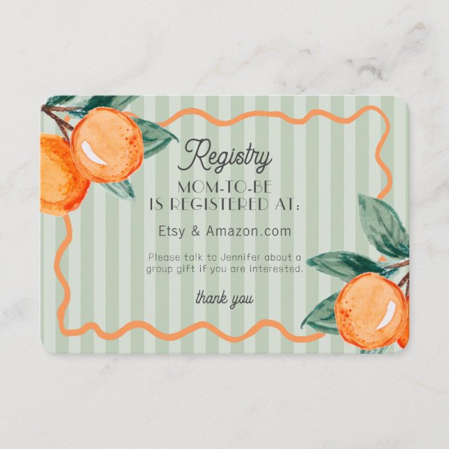 Carte D'accompagnement Green Little Cutie Pastel Citrus Baby Registry (Devant)
