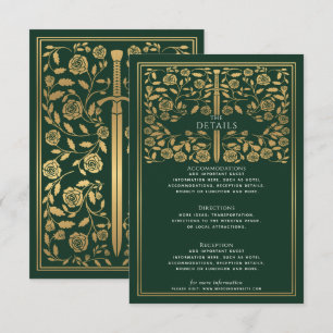 Carte D'accompagnement Green Royal Medieval Sword Détails du Mariage