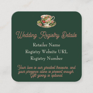 Carte D'accompagnement Green Teacup Berry in Love Registre Mariage