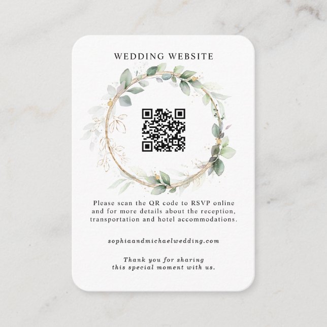 Carte D'accompagnement Greenery and Gold Wedding Enclosure Card (Devant)