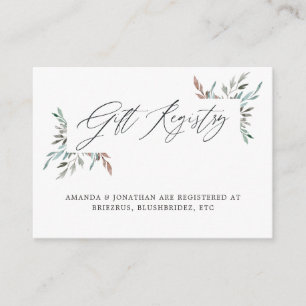 Carte D'accompagnement Greenery Winter Fête des mariées Cadeau Registre