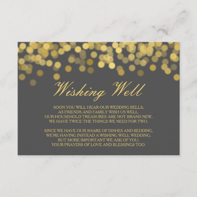 Carte D'accompagnement Gris et or Twinké moderne Wishing Well Card (Devant)
