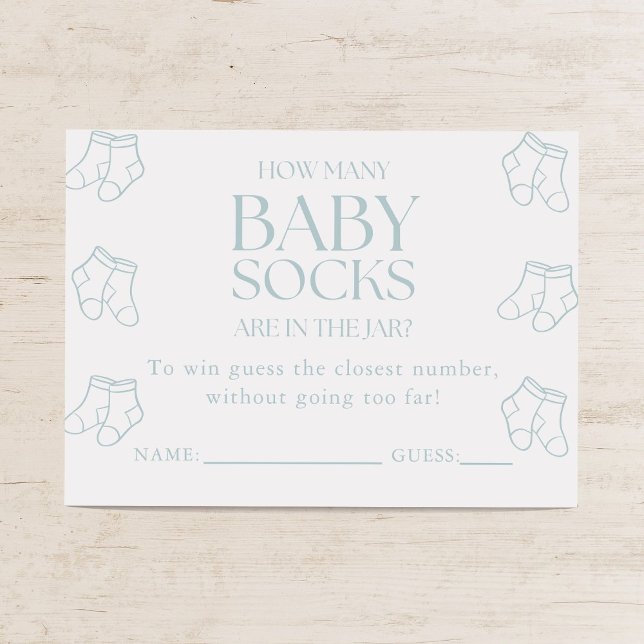 Carte D'accompagnement Guess How Many Baby Socks Boy Baby Shower Game (Créateur téléchargé)