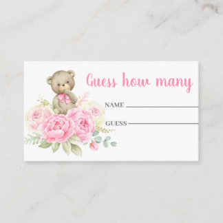Carte D'accompagnement Guess how many pink bear card