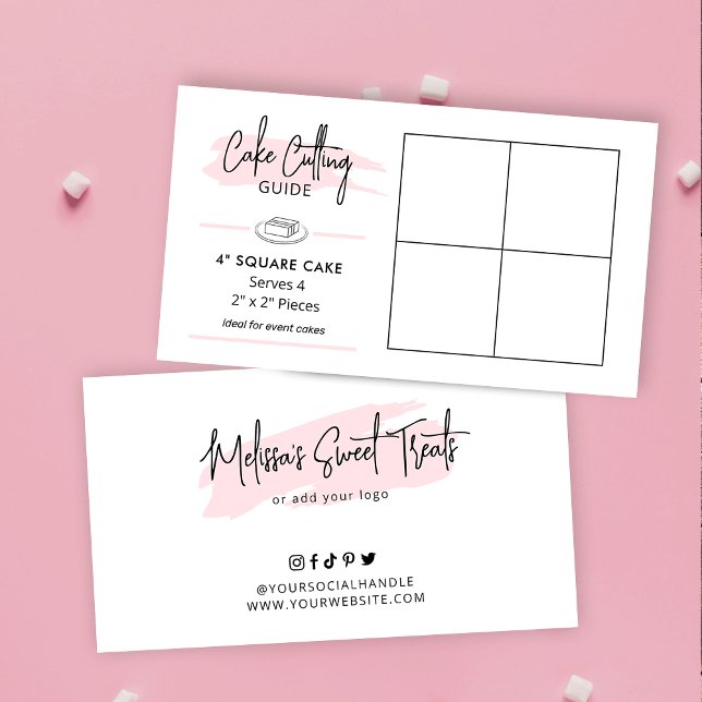 Carte D'accompagnement Guide de coupe de gâteau Carré de 4 po 2x2 (4 inch square cake cutting guide for party and event cakes)