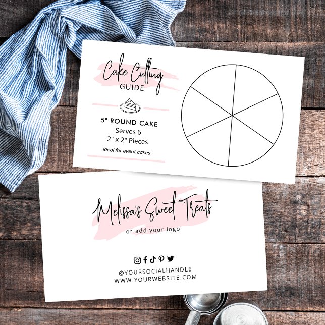 Carte D'accompagnement Guide de coupe de gâteau d'anniversaire de 5 po 2x (5 inch round party cake cutting guide)