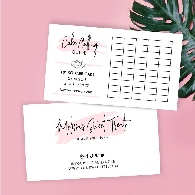 Carte D'accompagnement Guide de découpe des portions de gâteau Carré 2x1  (10 inch square cake cutting guide for wedding cakes)
