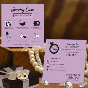 Carte D'accompagnement Guide de soins pour bijoux Pastel Lilac moderne mi