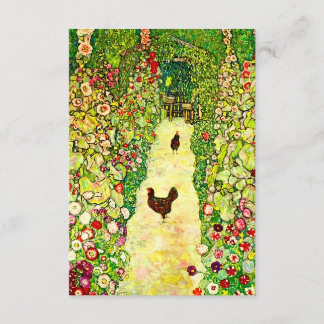 Carte D'accompagnement Gustav Klimt Garden with Chickens (Devant)