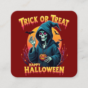Carte D'accompagnement Halloween Ambiance Effrayante : squelette pour un 