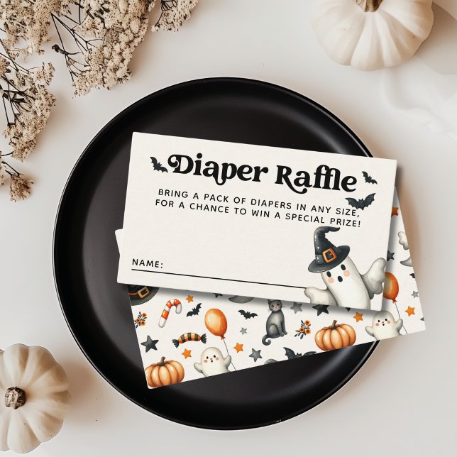 Carte D'accompagnement Halloween Baby shower Little Boo Diaper Raffle (Créateur téléchargé)
