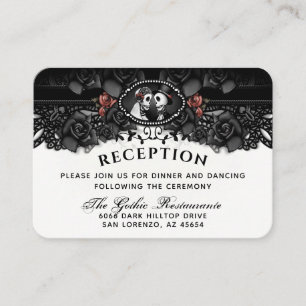 Carte D'accompagnement Halloween Mariée & Groom Wed Skeletons Réception E
