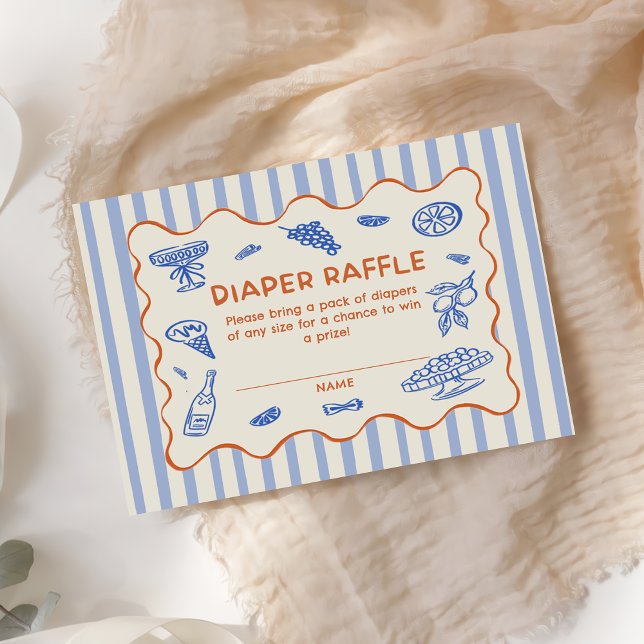 Carte D'accompagnement Hand Drawn Italian Baby Shower Diaper Raffle (Créateur téléchargé)