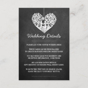 Carte D'accompagnement Hanging Heart Tree Chalkboard Mariage Collection