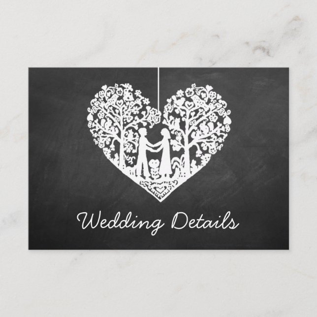 Carte D'accompagnement Hanging Heart Tree Chalkboard Mariage Collection (Devant)