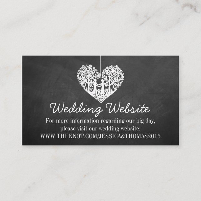 Carte D'accompagnement Hanging Heart Tree Chalkboard site Mariage (Devant)