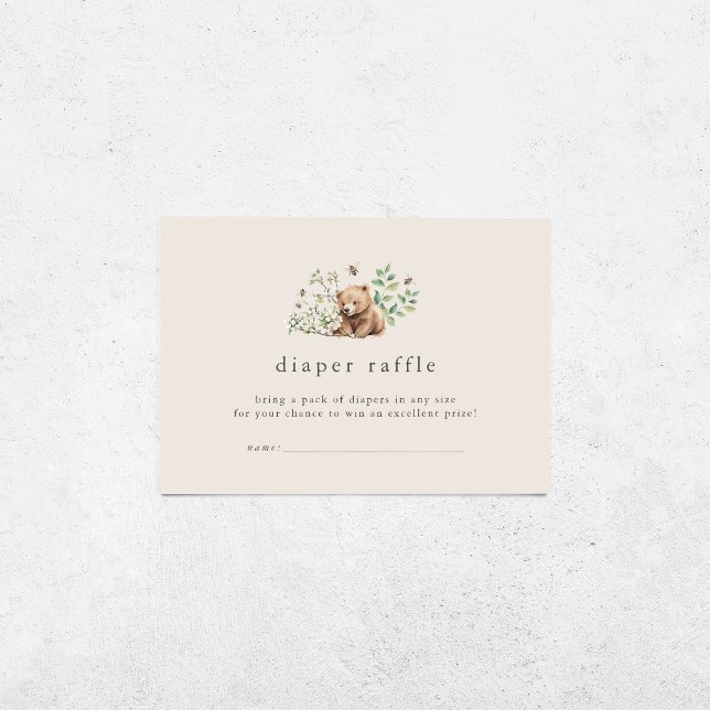 Carte D'accompagnement HANNAH Vintage Baby shower de bois Déchets Raffin (HANNAH Vintage Woodland Baby Shower Diaper Raffle Enclosure Card)