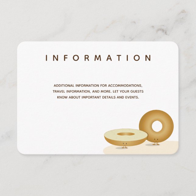 Carte D'accompagnement Happy Bagel Mariage Blanc Brown Cream Info (Devant)