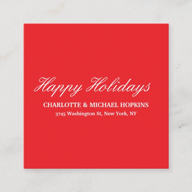 Carte D'accompagnement Happy Holidays Merry Christmas Bright Red Family (Devant)