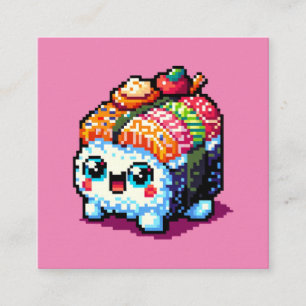 Carte D'accompagnement Happy Sushi Roll - Cute Pixel Art Japonais Nourrit