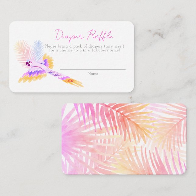 Carte D'accompagnement Hawaiian Tropical Birds Baby shower Déchets Raffle (Devant / Derrière)