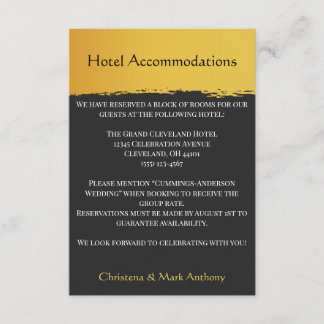 Carte D'accompagnement Hébergement à l'hôtel Midnight Gold Wedding