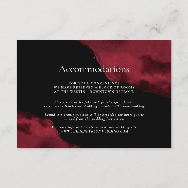 Carte D'accompagnement Hébergement Aquarelle Rouge Romantique (Devant)