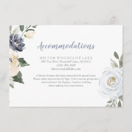 Carte D'accompagnement Hébergement botanique bleu poussiéreux fleuri