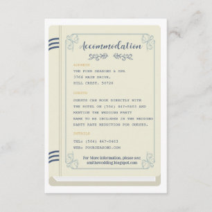 Carte D'accompagnement Hébergement de mariage à la bibliothèque Livres Hi