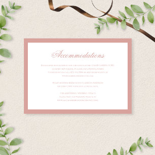 Carte D'accompagnement Hébergement de mariage à l'écriture rose poussiére