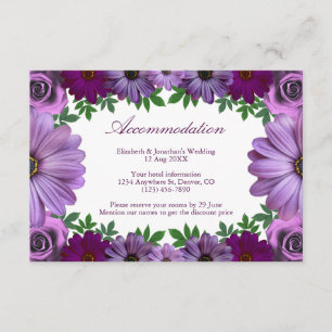 Carte D'accompagnement Hébergement de mariage floral pourpre royal
