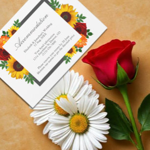 Carte D'accompagnement Hébergement de mariage floral Rose Tournesol Couch