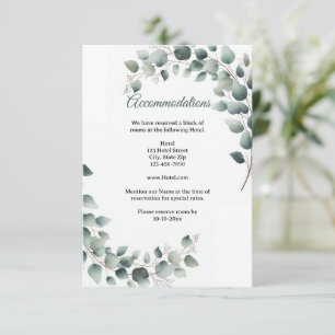 Carte D'accompagnement Hébergement de mariage simple Eucalyptus