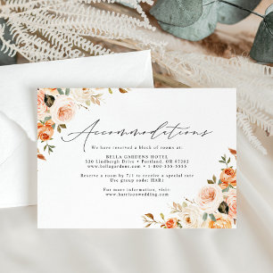 Carte D'accompagnement Hébergement d'hôtel pour mariage floral automnal r