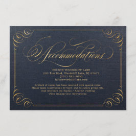 Carte D'accompagnement Hébergement en calligraphie élégante en or de la m