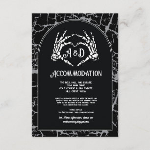 Carte D'accompagnement Hébergement gothique Mariage Squelette Coeur Main