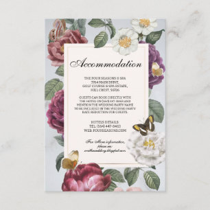 Carte D'accompagnement Hébergement Mariage RSVP Floral Butterfly Bloom