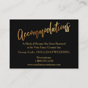 Carte D'accompagnement Hébergement Moderne Or et Noir pour Mariage