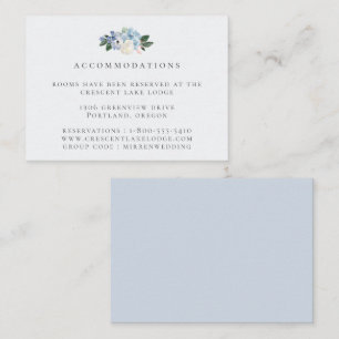Carte D'accompagnement Hébergements de mariage botaniques bleu clair