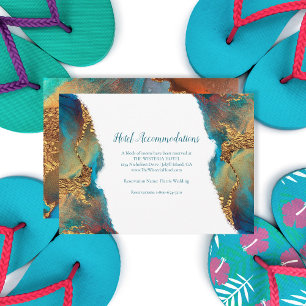 Carte D'accompagnement Hébergements de Mystical Abstrait Turquoise Gold