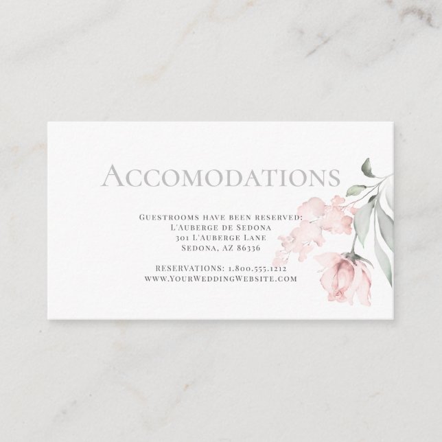 Carte D'accompagnement Hébergements Insérer Roses d'aquarelle rose (Devant)