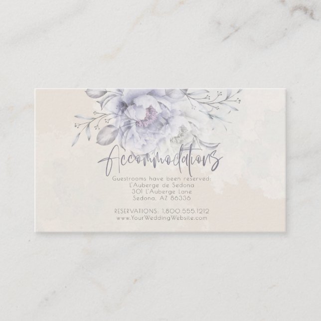 Carte D'accompagnement Hébergements Lilac Rustique et Pivoine Albâtre (Devant)